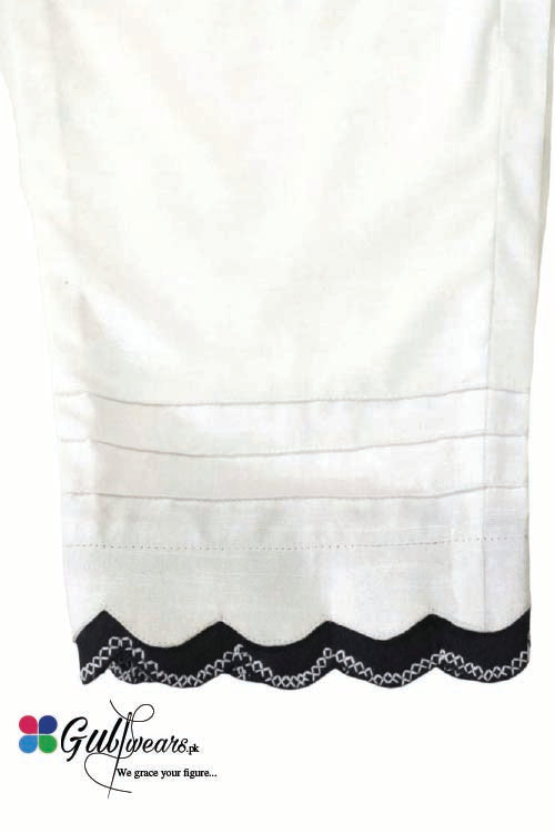 Stitched Defined Bottom Trouser GWT00010-White
