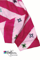 Stitched Dyed Slub Linen Embroidered & Mirror Work Shalwar GWSh00013-Pink
