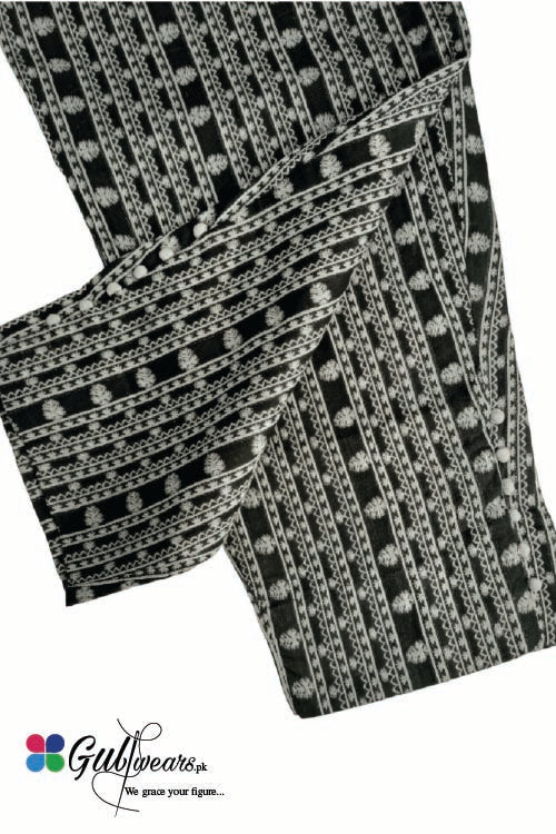 Stitched Khaddar jacquard Print Trouser GWT00008- Black