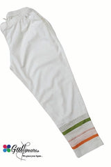 Stitched Slub Linen Embroidery Trouser GWT00006- White