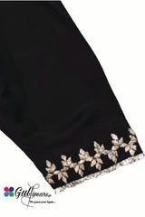 Stitched Slub Linen Gotta Embellished Shalwar GWSh00004-Black