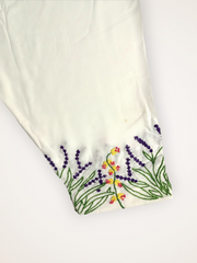 Stitched Slub Linen Hand Embellished Shalwar GWSh00003-White