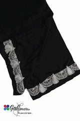 Stitched Slub Linen Hand Embroidery Trouser GWT00002-Black