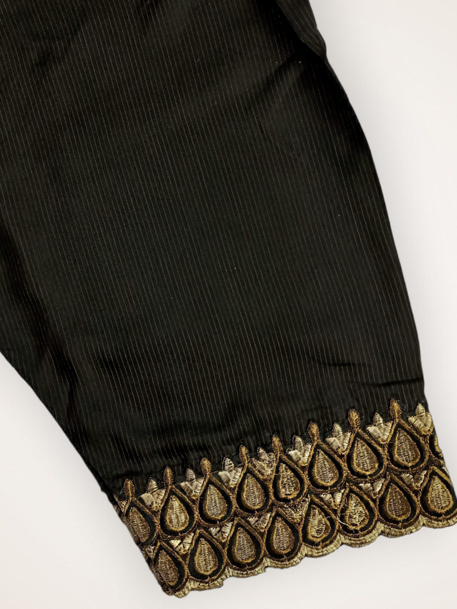 Stitched Slub Silk Embroidered Shalwar GWSh00002-Black