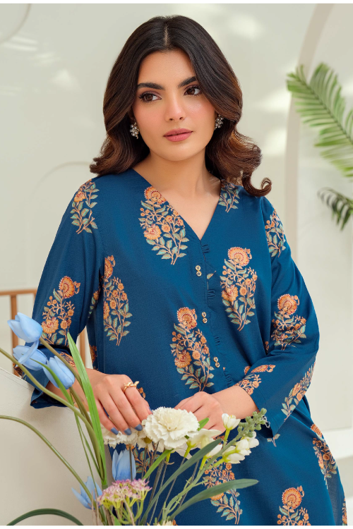 Limelight Summer Printed Lawn Shirt Blue 1-Piece-U3942
