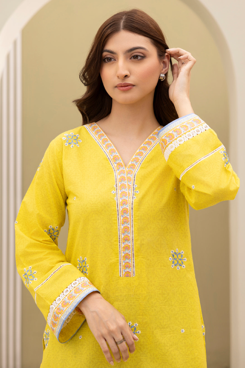 Zellbury Summer Print Embroidered Lawn Shirt 2 Piece - WUS25E20310