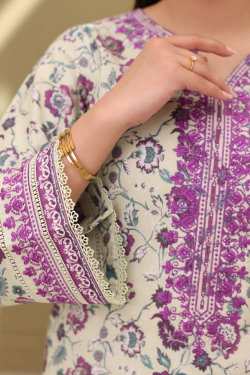 Zellbury Summer Print Embroidered Lawn Shirt 2 Piece - WUS25E20313