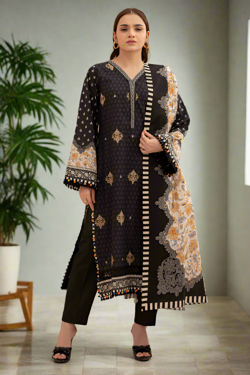 Zellbury Summer Print Embroidered Lawn Shirt 2 Piece - WUS25E20377