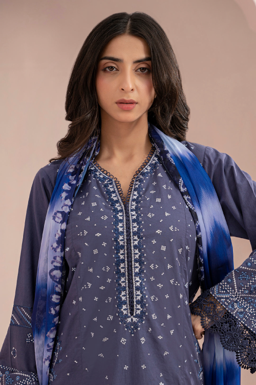 Zellbury Summer Dyed Embroidered Cambric 3 Piece - WUS25E30352