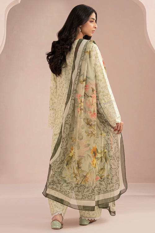 Zellbury Summer Digital Print Embroidered Cambric 3 Piece - WUS25E30354