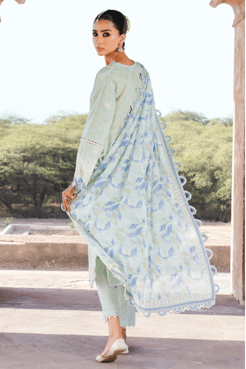 Zellbury digital printed embroidered chikankari Lawn shirt-WUS25E30529