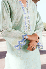 Zellbury digital printed embroidered chikankari Lawn shirt-WUS25E30529