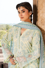 Zellbury digital printed embroidered chikankari Lawn shirt-WUS25E30809