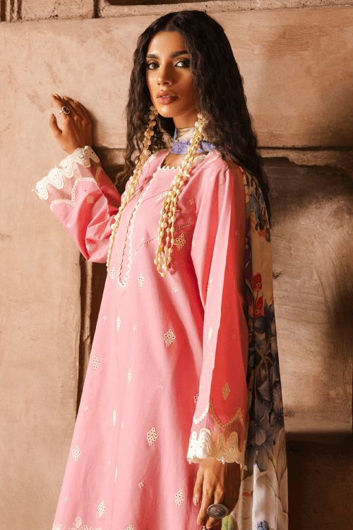 Zellbury dyed embroidered chikankari Lawn shirt-WUS25E30825