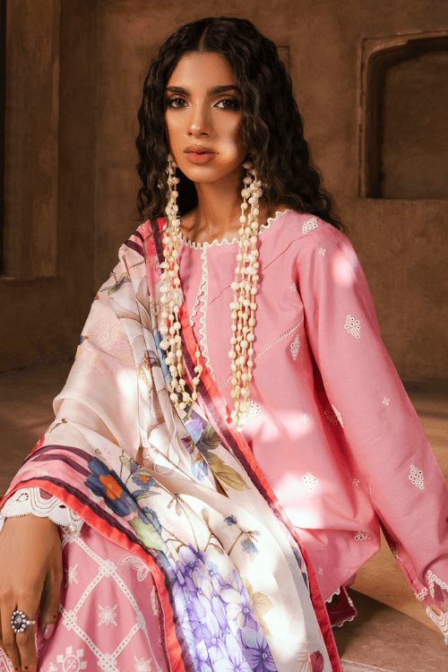 Zellbury dyed embroidered chikankari Lawn shirt-WUS25E30825