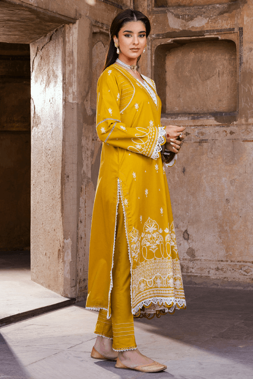 Zellbury dyed embroidered chikankari Lawn shirt-WUS25E30829