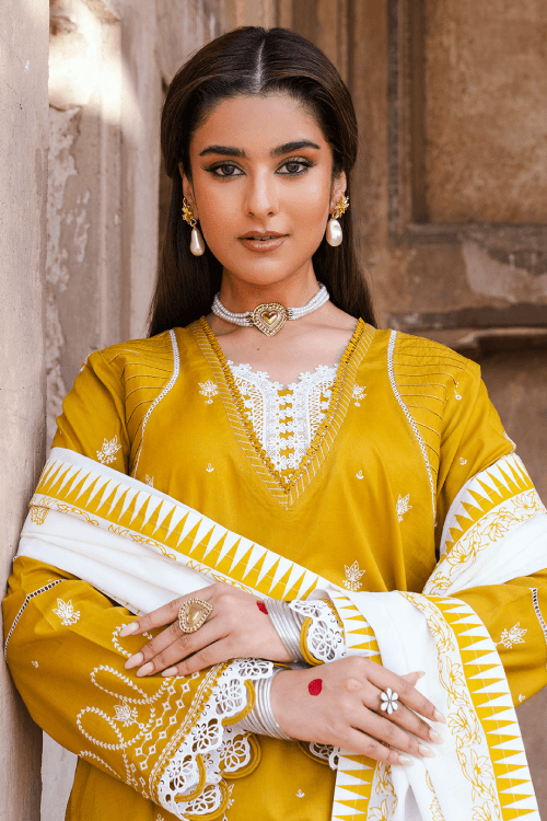 Zellbury dyed embroidered chikankari Lawn shirt-WUS25E30829