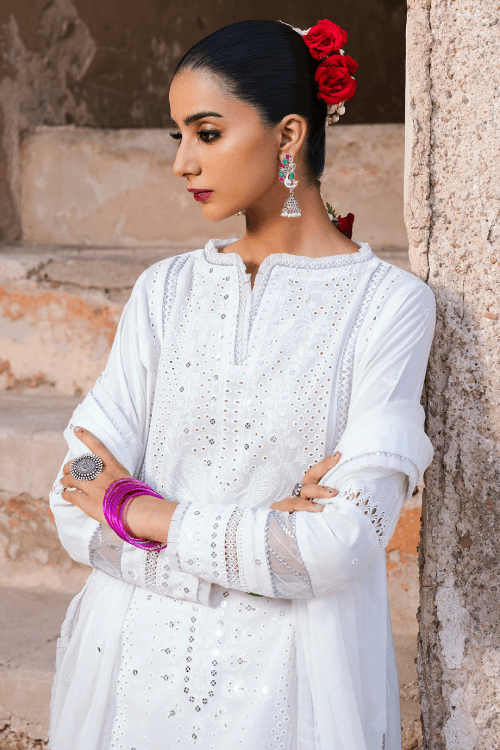 Zellbury dyed embroidered chikankari Lawn shirt-WUS25E30831