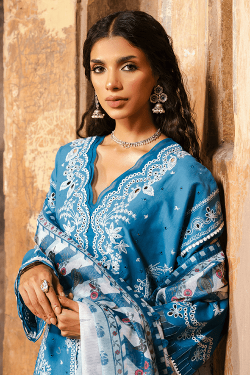 Zellbury dyed embroidered chikankari Lawn shirt-WUS25E30832
