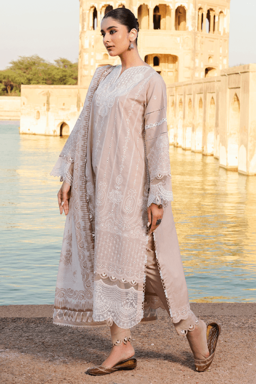 Zellbury dyed embroidered chikankari Lawn shirt-WUS25E30833