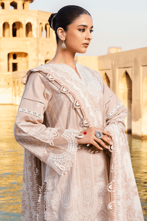 Zellbury dyed embroidered chikankari Lawn shirt-WUS25E30833