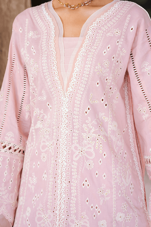 Zellbury dyed embroidered chikankari Lawn shirt-WUS25E30836