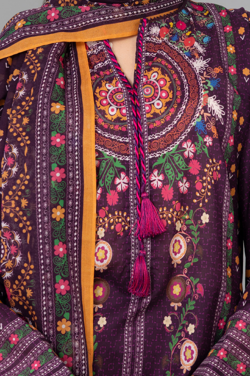 Zellbury Summer Print Embroidered Lawn Shirt 3 Piece - WUS25X30494