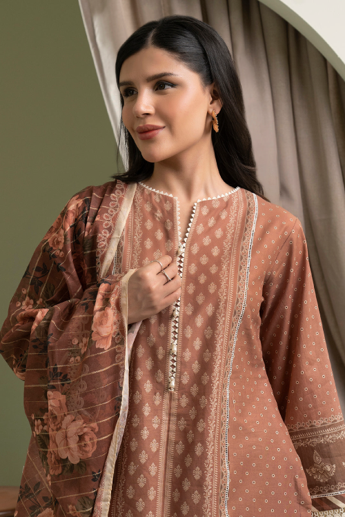 Zellbury Summer Print Embroidered Lawn Shirt Digital 3 Piece - WUS25X30505