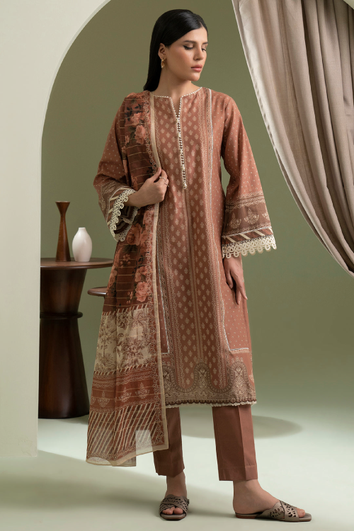 Zellbury Summer Print Embroidered Lawn Shirt Digital 3 Piece - WUS25X30505
