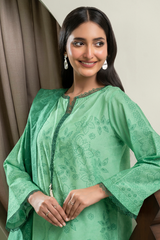 Zellbury Summer Print Embroidered Slub Lawn Shirt Digital 3 Piece - WUS25X30519