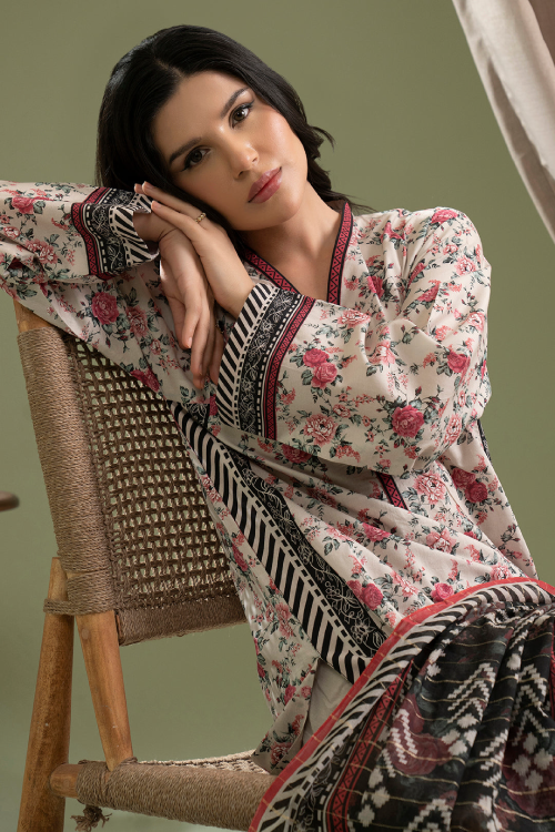 Zellbury Summer Print Embroidered Lawn Shirt Digital 3 Piece - WUS25X30665