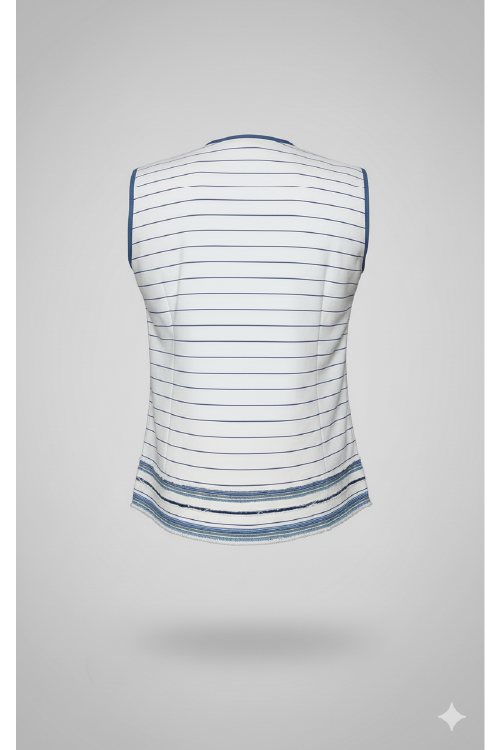 Striped sleeveless top on a gray background