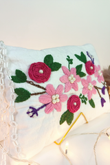 White Fabric Floral Karhai Clutch Bags GWCB0009
