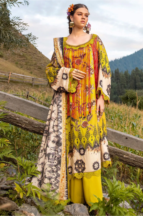 Gul Ahmad Printed Linen 3 Piece Suit - LT #42012