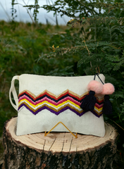 White Handcrafted Rainbow Waves Clutch Bag